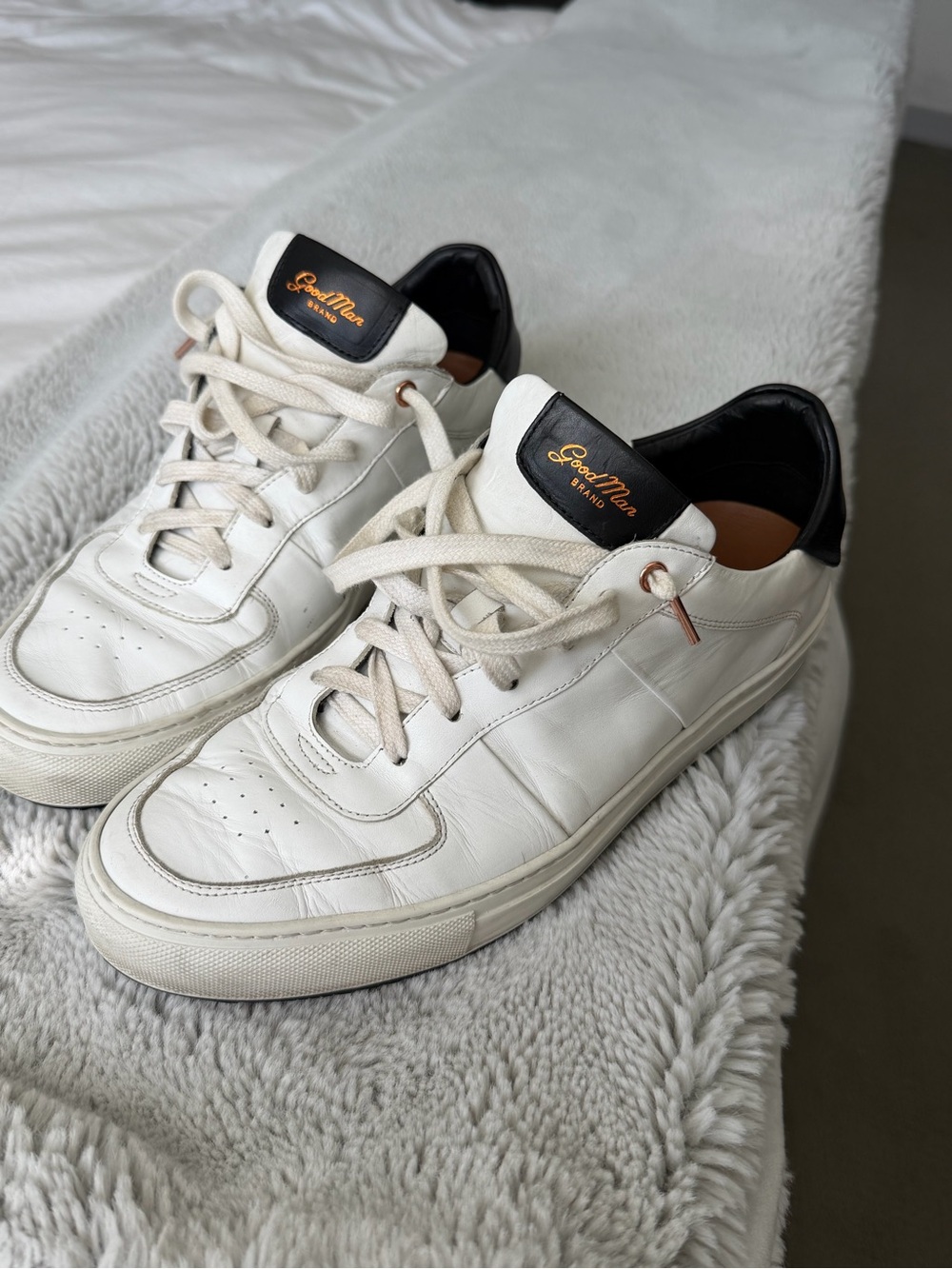Goodman Brand Men’s White Leather Sneakers Shoes 10.5 10 1-/2 usedgood condition